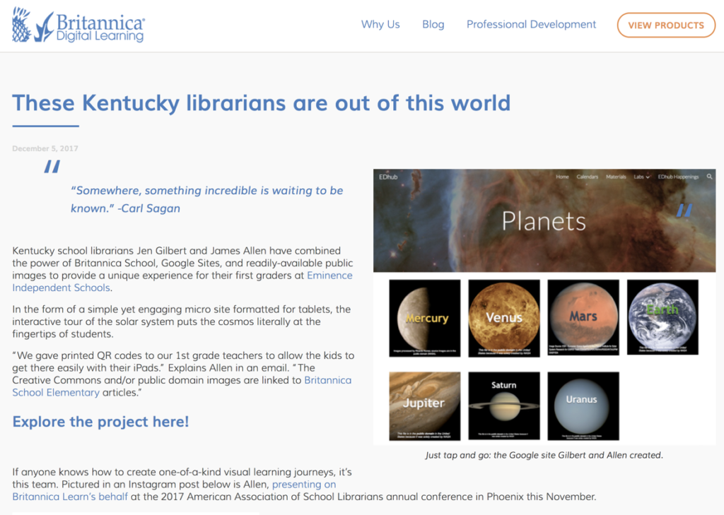 screenshot of britannica blog